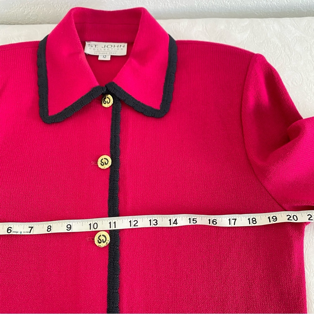 St. John Pink black trim button down Jacket - Picture 7 of 9
